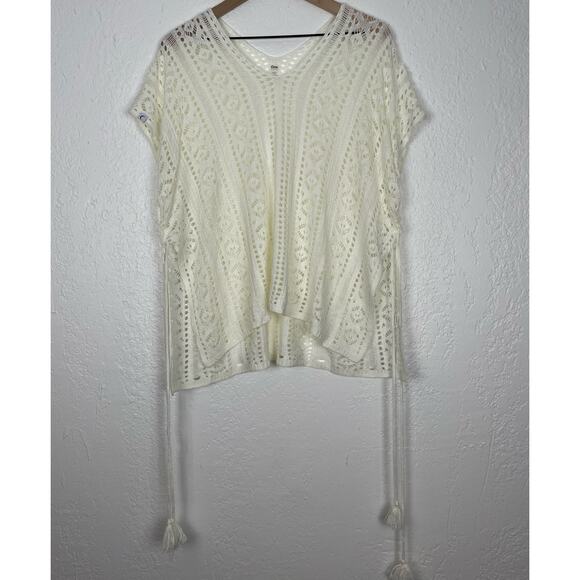 Zyia Active Swimwear Cream Open Knit Swim Cover Up Boho Size Small - Picture 2 of 6